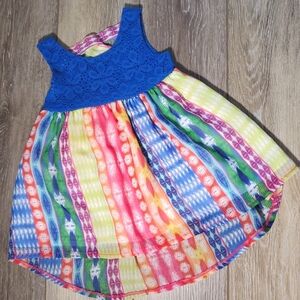 Youngland Baby blue and multi-color striped Hi-Lo sundress Size 18 months